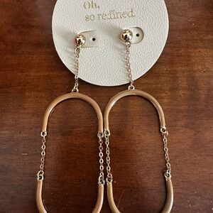 Gold and Tan Earrings